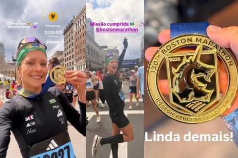 Gabriela Angheben conclui a Maratona de Boston, bate RP e emociona nas redes