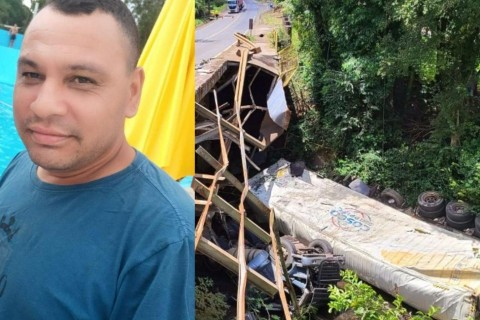 Caminhoneiro socorrido após carreta despencar em rio morre no hospital