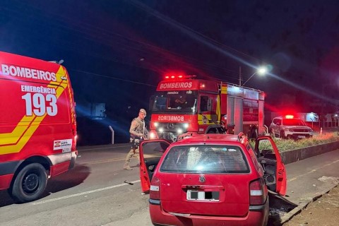 Homem fica ferido após acidente de trânsito na SC- 480 no bairro São Francisco na noite deste domingo em São Lourenço