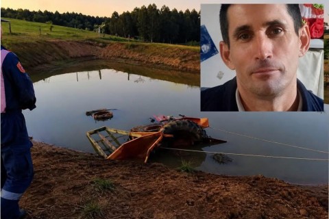 Agricultor morre após trator cair em açude no Oeste de Santa Catarina
