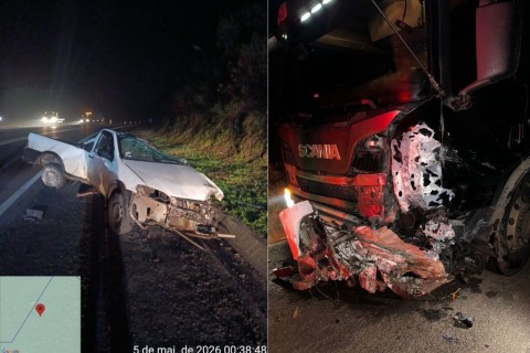 Motorista morre após colisão frontal entre três veículos na BR-116