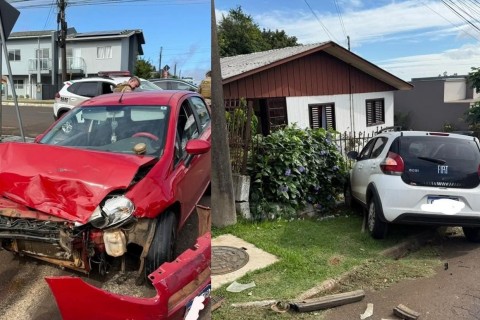 Colisão entre dois carros mobiliza bombeiros e SAMU em São Lourenço do Oeste