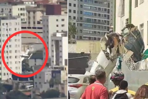 Bombeiros confirmam duas mortes após queda de avião em BH