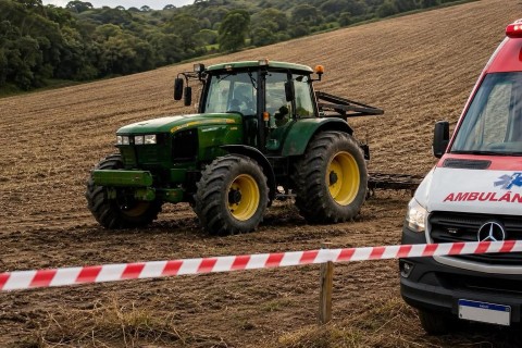 TRATOR PASSA POR CIMA DE AGRICULTOR NO INTERIOR DE VERÊ E ESTADO É GRAVE